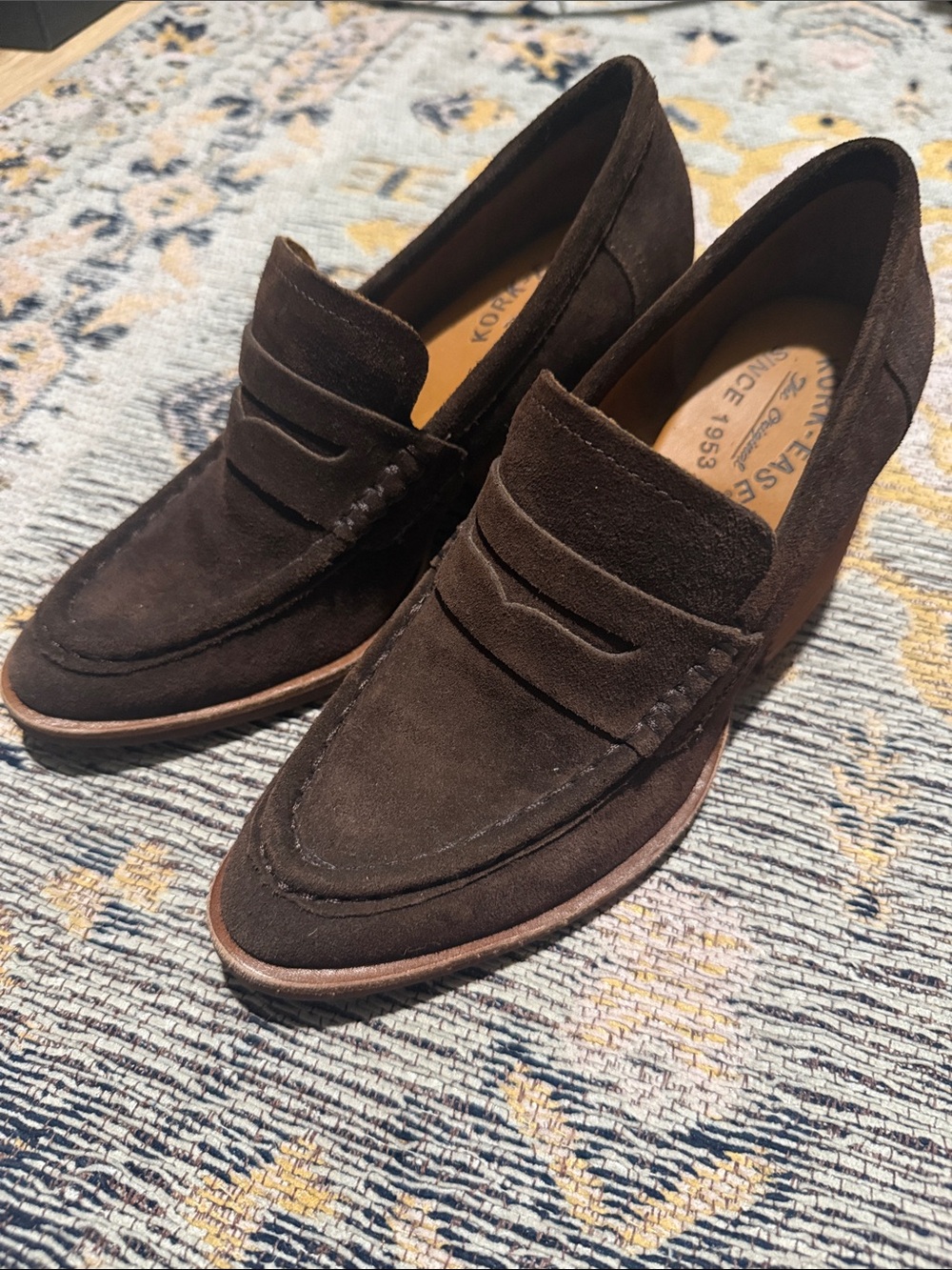 Kork-Ease Modeste Dark Brown Suede Penny Loafers
